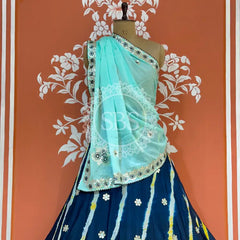 CHINON AARI GOTA PATTI WORK LEHERIYA LEHENGA
