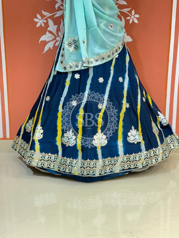 CHINON AARI GOTA PATTI WORK LEHERIYA LEHENGA