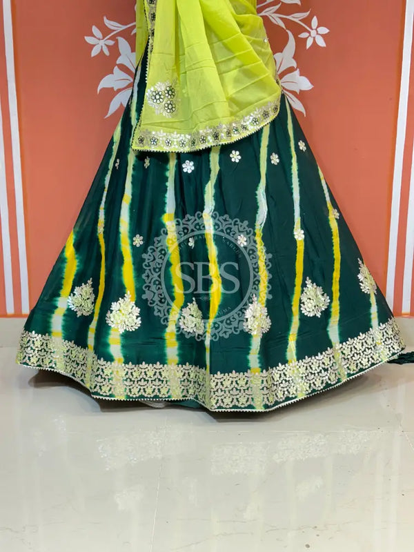 CHINON AARI GOTA PATTI WORK LEHERIYA LEHENGA