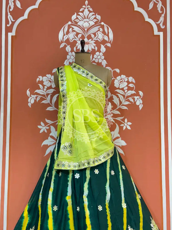 CHINON AARI GOTA PATTI WORK LEHERIYA LEHENGA