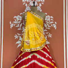CHINON AARI GOTA PATTI WORK LEHERIYA LEHENGA