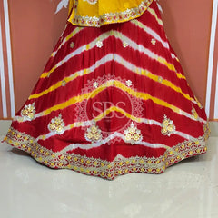 CHINON AARI GOTA PATTI WORK LEHERIYA LEHENGA