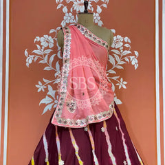 CHINON AARI GOTA PATTI WORK LEHERIYA LEHENGA