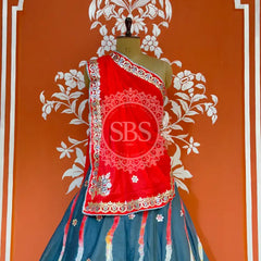CHINON AARI GOTA PATTI WORK LEHERIYA LEHENGA