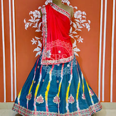CHINON AARI GOTA PATTI WORK LEHERIYA LEHENGA Red / Free Size