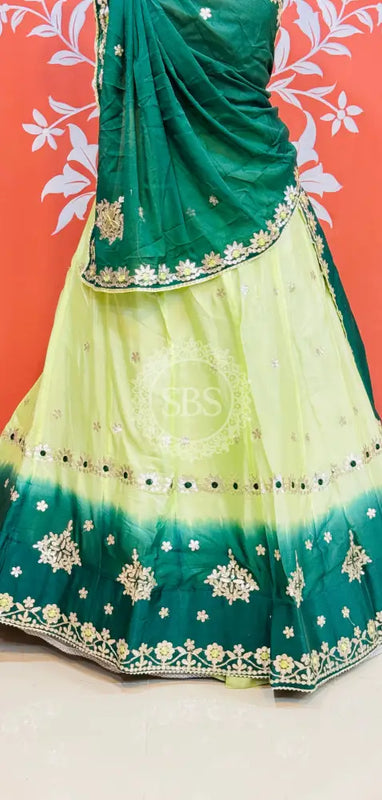 CHINON AARI GOTA PATTI WORK SHADED LEHENGA