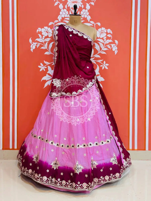 CHINON AARI GOTA PATTI WORK SHADED LEHENGA Maroon / Free Size