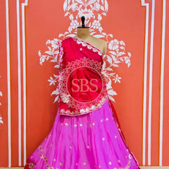 CHINON AARI GOTA PATTI WORK SHADED LEHENGA Red / Free Size