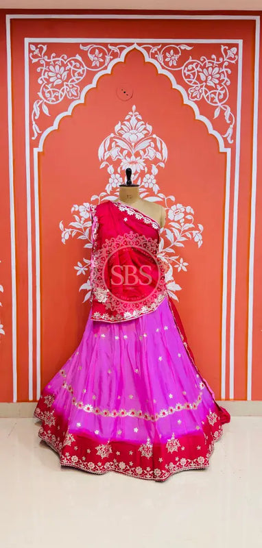 CHINON AARI GOTA PATTI WORK SHADED LEHENGA Red / Free Size