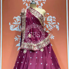 CHINON BHANDEJ KACCHI PATTI LEHENGA Purple / Free Size