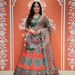 CHINON DIGITAL PRINT LEHENGA Dark Green / Free Size