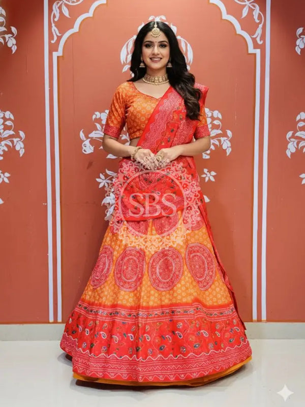 CHINON DIGITAL PRINT LEHENGA Red / Free Size