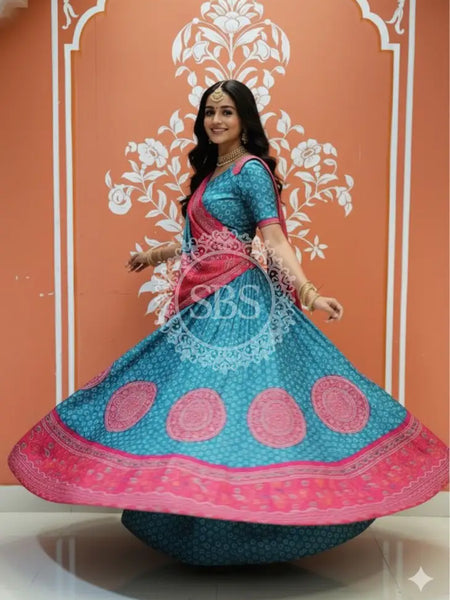 CHINON DIGITAL PRINT LEHENGA Sky Blue / Free Size