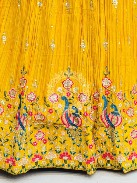 CHINON EMBROIDERY PEACOCK LEHENGA Yellow / Free Size