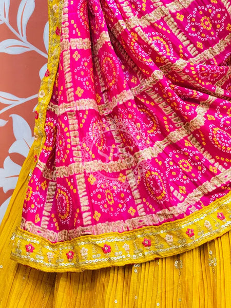 CHINON EMBROIDERY PEACOCK LEHENGA Yellow / Free Size