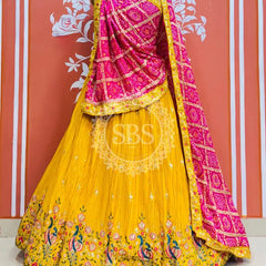 CHINON EMBROIDERY PEACOCK LEHENGA Yellow / Free Size