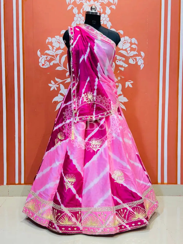 CHINON GOTA PATTI DOUBLE SHADE LEHENGA Pink / Free Size