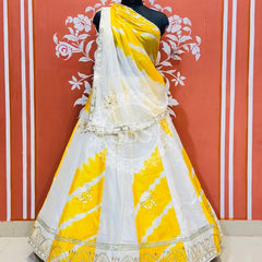 CHINON GOTA PATTI DOUBLE SHADE LEHENGA White / Free Size