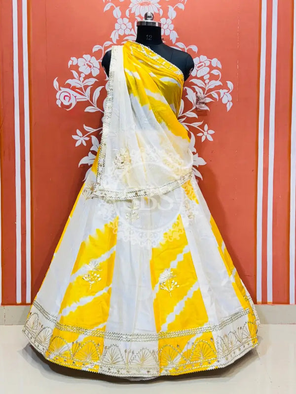 CHINON GOTA PATTI DOUBLE SHADE LEHENGA White / Free Size