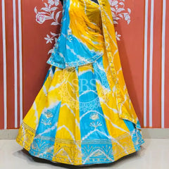 CHINON GOTA PATTI DOUBLE SHADE LEHENGA Yellow & Blue / Free Size