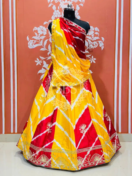 CHINON GOTA PATTI DOUBLE SHADE LEHENGA Yellow / Free Size