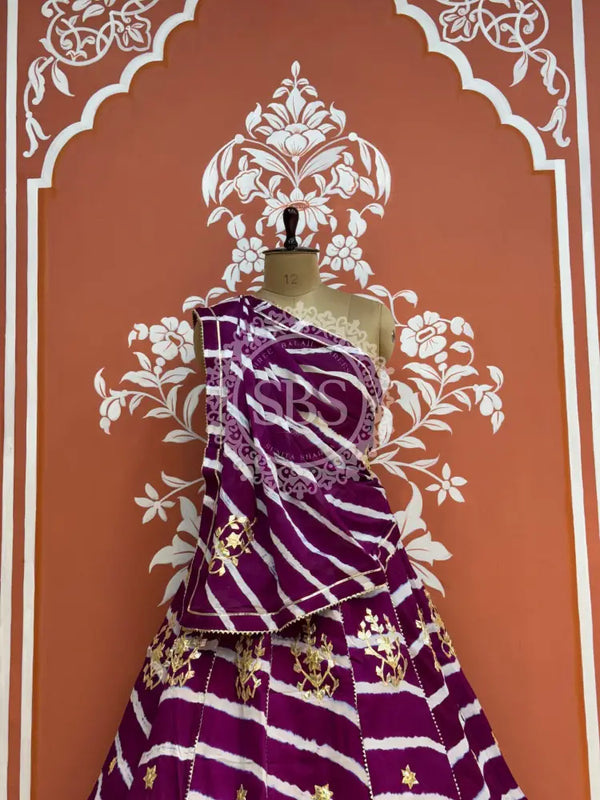 CHINON GOTA PATTI HANDWORK LEHERIYA LEHENGA