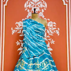CHINON GOTA PATTI HANDWORK LEHERIYA LEHENGA