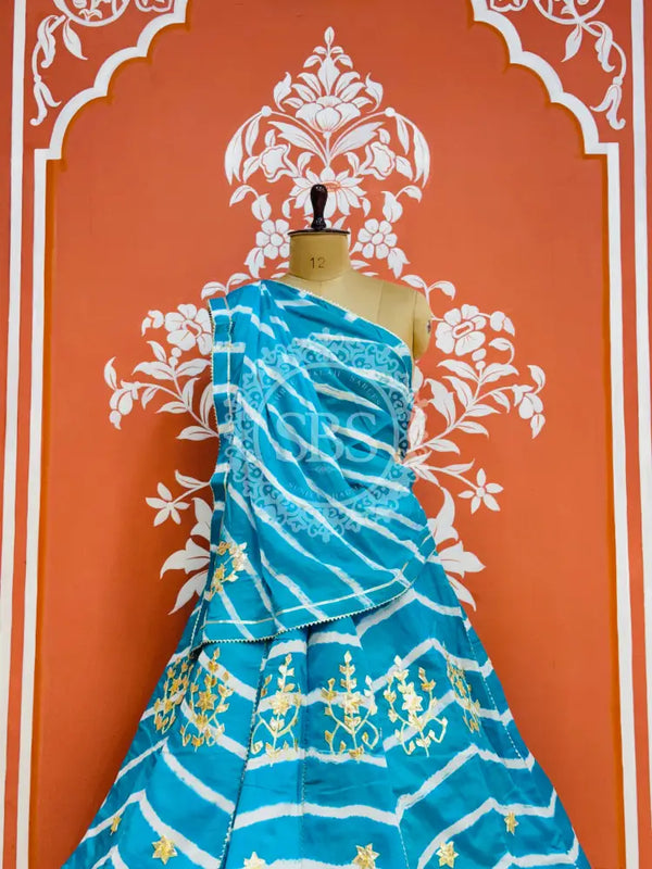 CHINON GOTA PATTI HANDWORK LEHERIYA LEHENGA