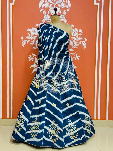 CHINON GOTA PATTI HANDWORK LEHERIYA LEHENGA