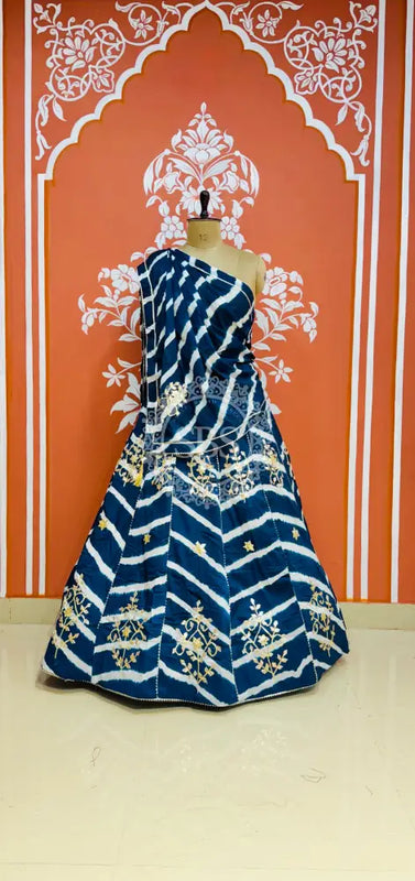 CHINON GOTA PATTI HANDWORK LEHERIYA LEHENGA
