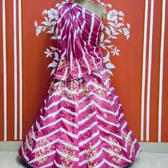 CHINON GOTA PATTI HANDWORK LEHERIYA LEHENGA Maroon / Free Size