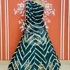 CHINON GOTA PATTI HANDWORK LEHERIYA LEHENGA Sea Green / Free Size