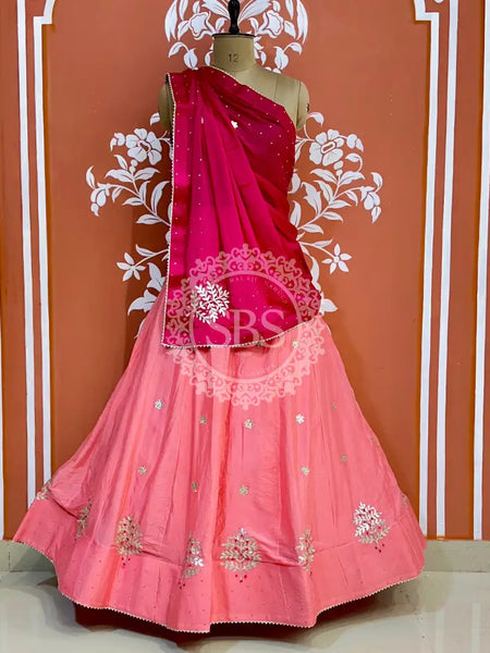 CHINON GOTA PATTI LEHENGA Pink / Free Size