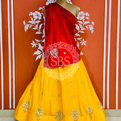 CHINON GOTA PATTI LEHENGA Yellow & Red / Free Size