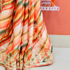 CHINON GOTA PATTI LEHERIYA SAREE