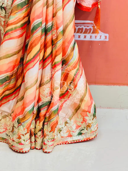 CHINON GOTA PATTI LEHERIYA SAREE