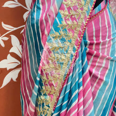 CHINON GOTA PATTI LEHERIYA SAREE