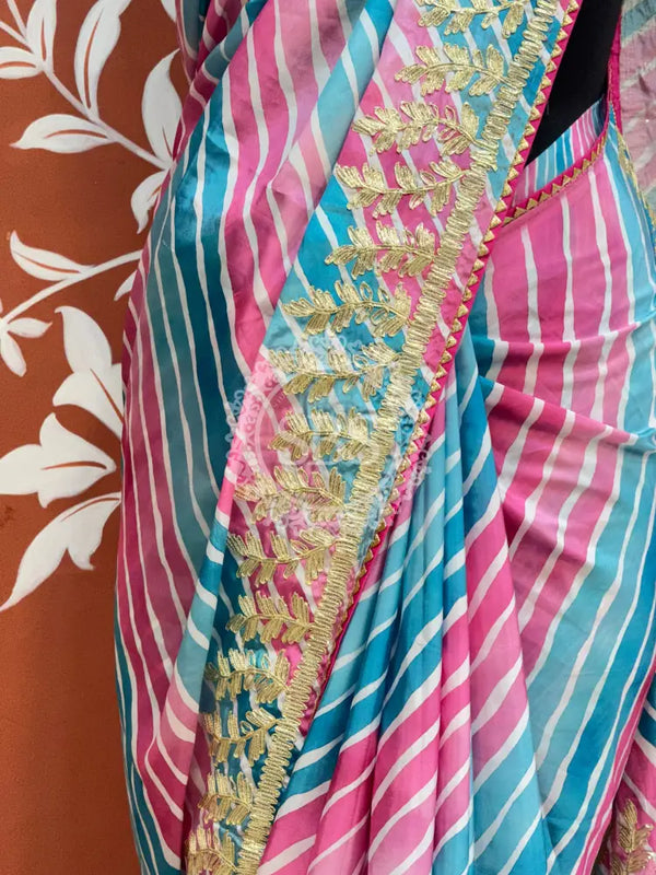 CHINON GOTA PATTI LEHERIYA SAREE