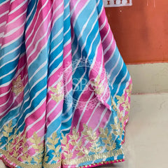 CHINON GOTA PATTI LEHERIYA SAREE