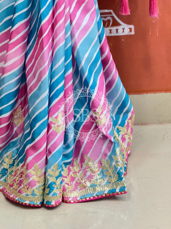 CHINON GOTA PATTI LEHERIYA SAREE