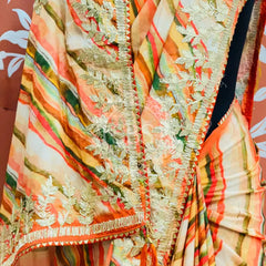 CHINON GOTA PATTI LEHERIYA SAREE