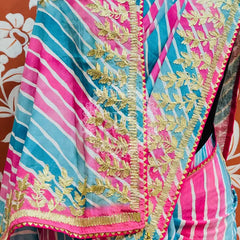 CHINON GOTA PATTI LEHERIYA SAREE