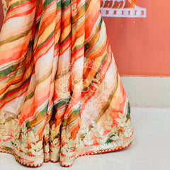 CHINON GOTA PATTI LEHERIYA SAREE