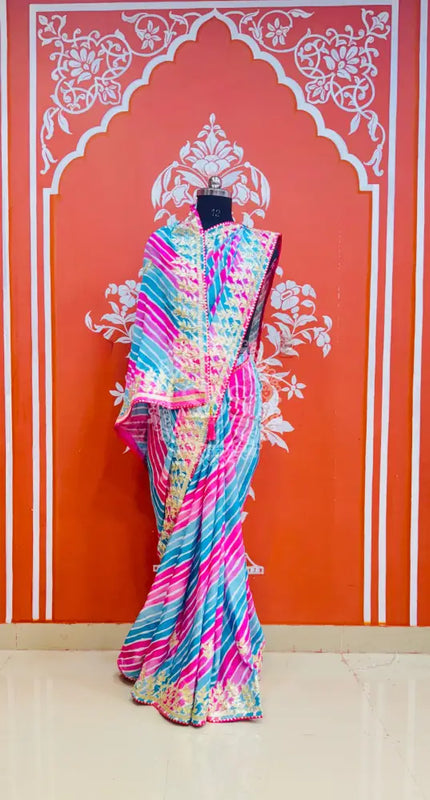 CHINON GOTA PATTI LEHERIYA SAREE