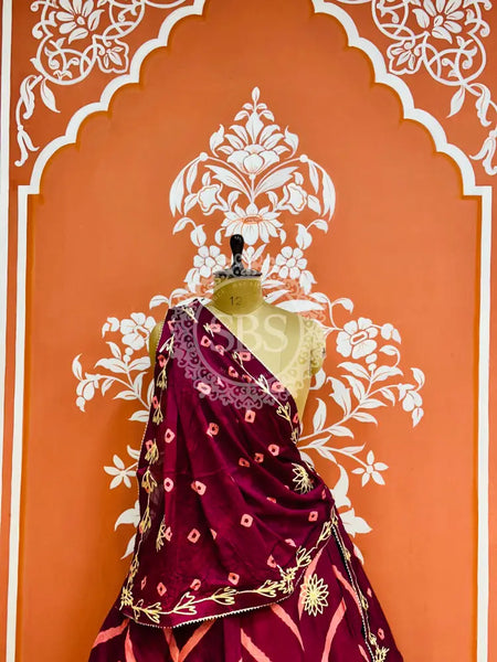 CHINON GOTA WORK LEHERIYA LEHENGA