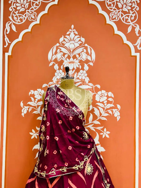 CHINON GOTA WORK LEHERIYA LEHENGA