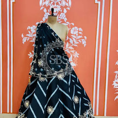 CHINON GOTA WORK LEHERIYA LEHENGA Dark Blue / Free Size