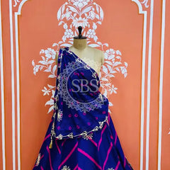 CHINON GOTA WORK LEHERIYA LEHENGA Purple / Free Size