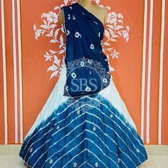 CHINON HANDWORK BHANDEJ LEHENGA Blue / Free Size