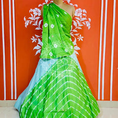 CHINON HANDWORK BHANDEJ LEHENGA Green / Free Size